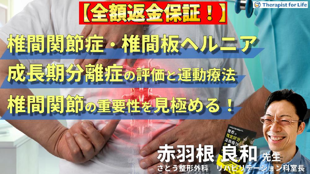 【見逃し配信】椎間関節症・椎間板ヘルニア・成長期分離症の評価と運動療法～椎間関節の重要性を見極める！～