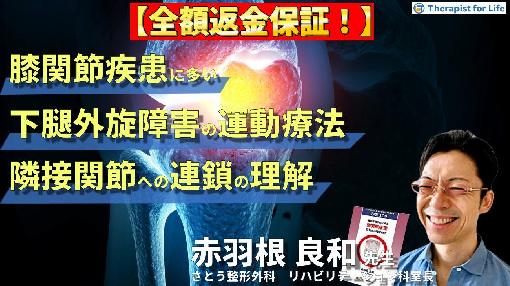 【見逃し配信】膝疾患に多い下腿の外旋障害に対する評価と運動療法〜隣接関節への連鎖の理解と治療の実際〜
